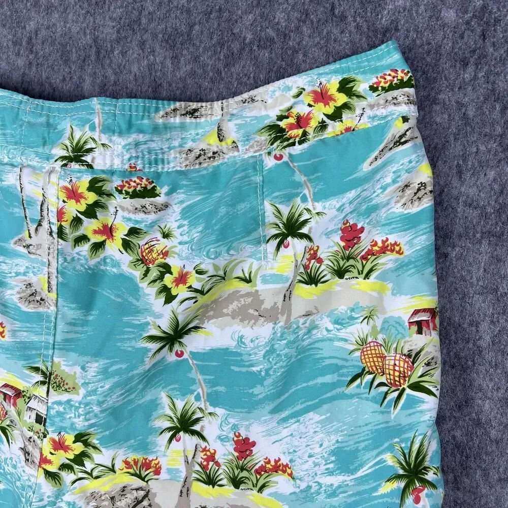 Vtg Hollister Men's Swim Shorts California Floral Print Hawaiian Surf Y2K Size L